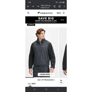 New Small Fabletics Onyx Grey The Loft Jacket Water Resistant Heat Retention NWT